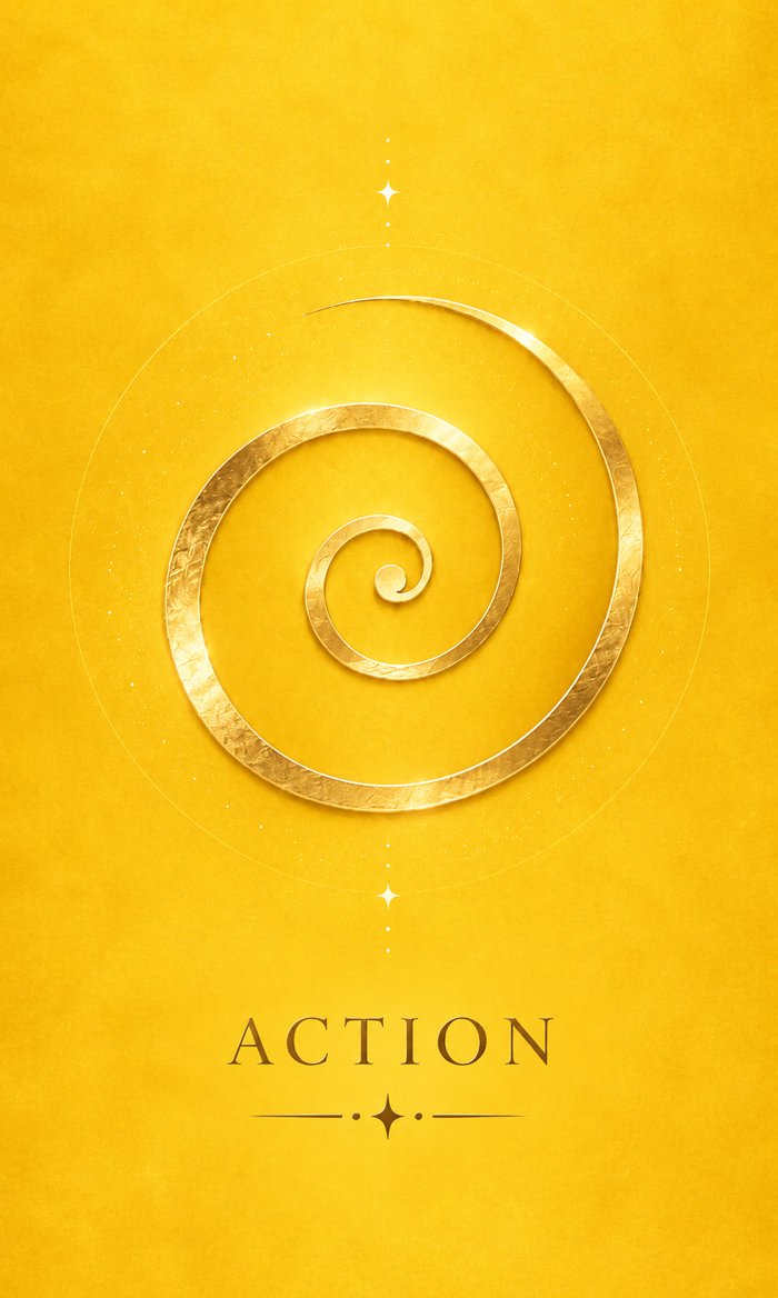 Action card: a gold spiral on golden yellow
