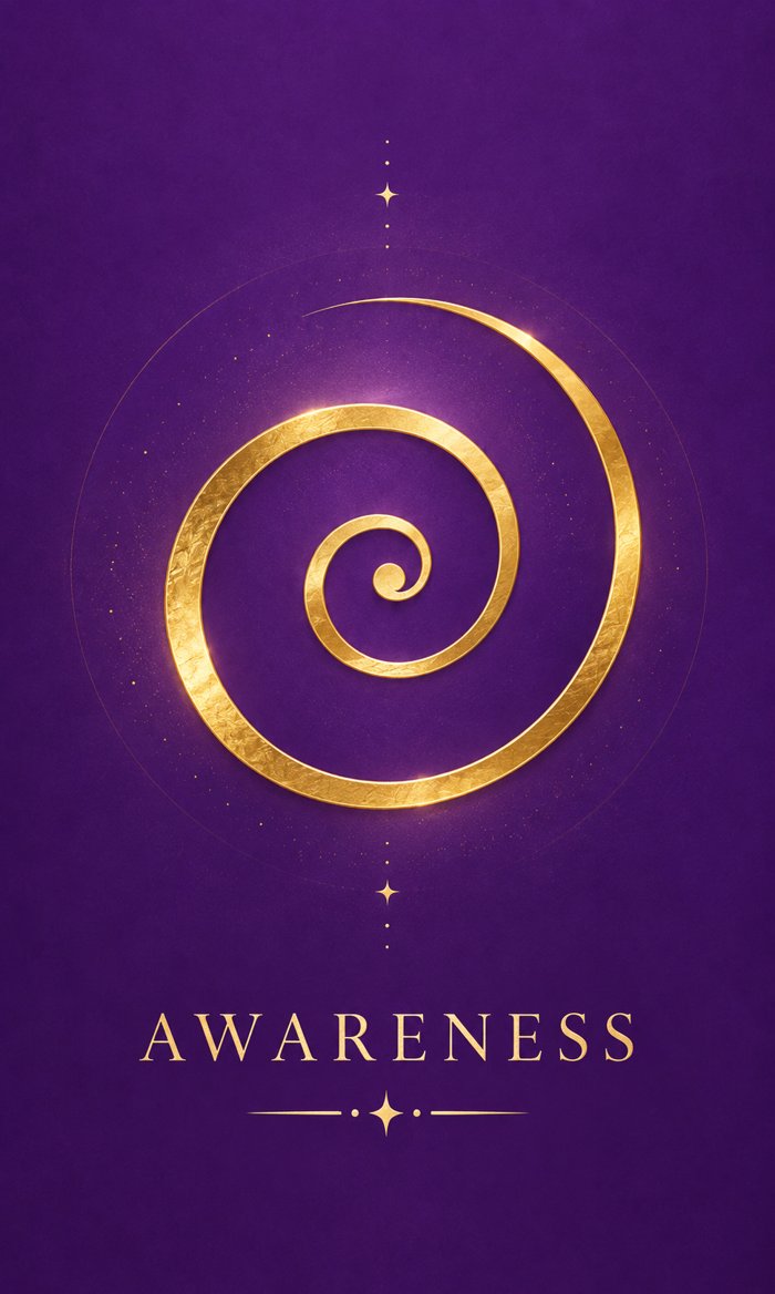 Awareness card: a gold spiral on deep purple